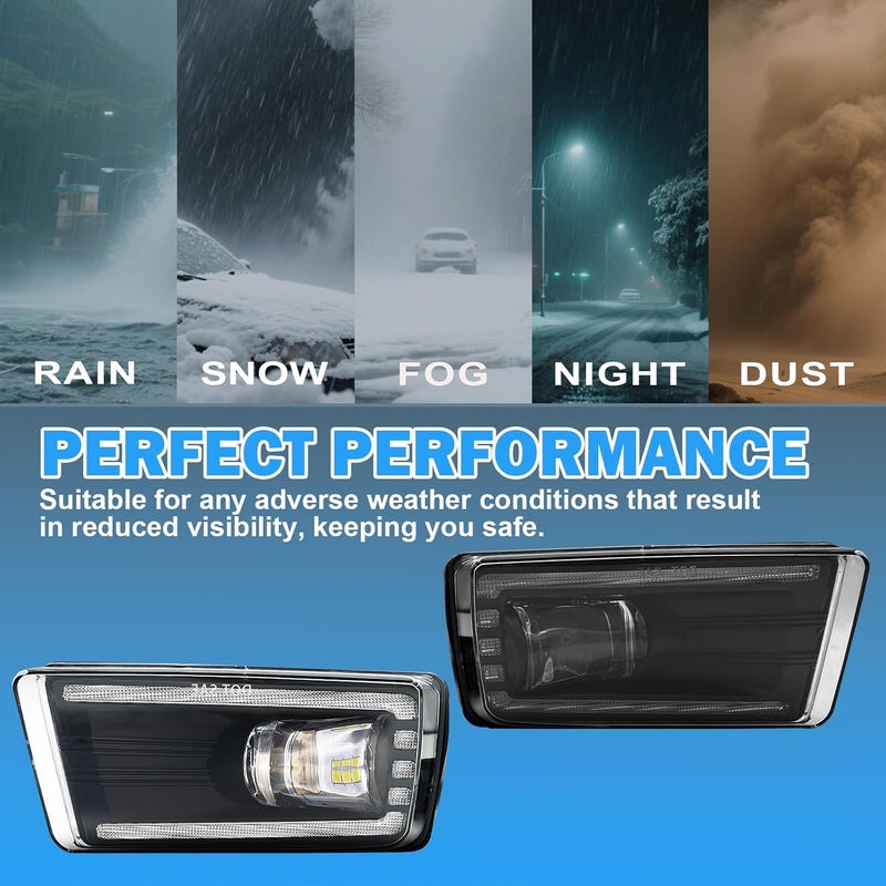 BOXLIGHT LED&DRL Fog Lights for 2007-2015 Chevy Silverado Suburban Avalanche/Tahoe/GMC Sierra 1500 2500HD 3500HD/ 2010-2014 Yukon/ 2007-2008 Cadillac Escalade, Front Bumper Driving Fog Lamps with Clear Lens - Image 4